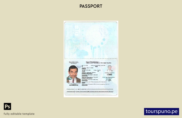 Plantilla de pasaporte de Kirguistán lista para imprimir